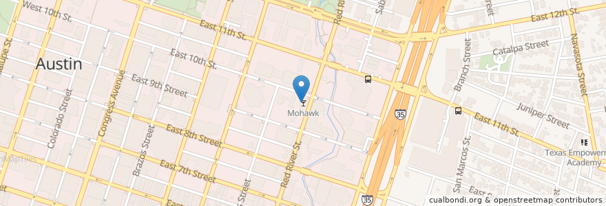 Mapa de ubicacion de Mohawk en ایالات متحده آمریکا, تگزاس, Travis County, Austin.
