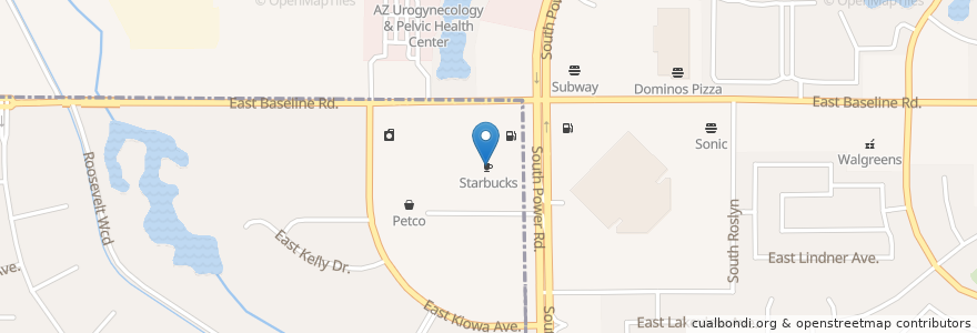 Mapa de ubicacion de Starbucks en Amerika Syarikat, Arizona, Maricopa County, Gilbert.