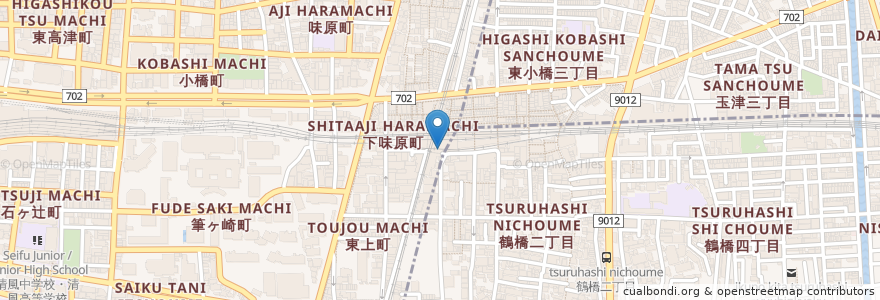 Mapa de ubicacion de 鶴橋庵 en Japon, Préfecture D'Osaka, 大阪市, 天王寺区.
