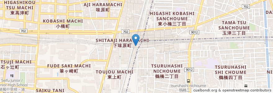 Mapa de ubicacion de 楽らく 餃子 ラーメン en Jepun, 大阪府, 大阪市, 天王寺区.