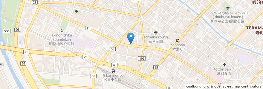 Mapa de ubicacion de タクシー待合所 en Japan, Präfektur Tottori, 鳥取市.