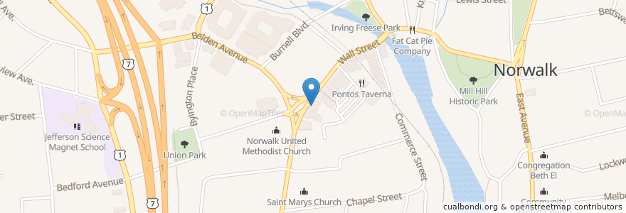 Mapa de ubicacion de Casa Blanca Restaurant en Estados Unidos Da América, Connecticut, Fairfield County, Norwalk.