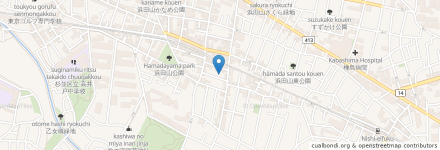 Mapa de ubicacion de 杉並の家保育園 浜田山第二分館 en 일본, 도쿄도, 杉並区.