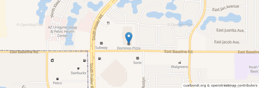 Mapa de ubicacion de Domino's Pizza en 미국, 애리조나, Maricopa County, Mesa.