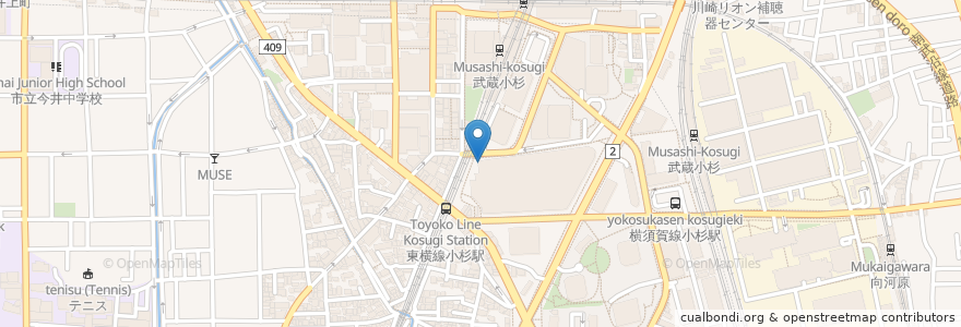Mapa de ubicacion de 地下駐輪場 en Japan, Kanagawa Prefecture, Kawasaki, Nakahara Ward.