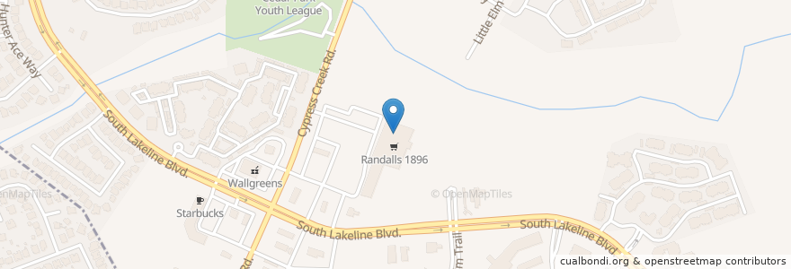 Mapa de ubicacion de Randalls Pharmacy en Estados Unidos De América, Texas, Cedar Park, Williamson County.