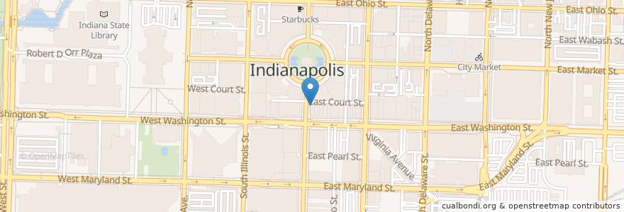 Mapa de ubicacion de Qdoba en 美利坚合众国/美利堅合眾國, 印第安纳州, Indianapolis.