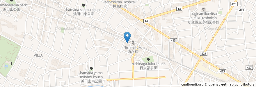 Mapa de ubicacion de 波田野 en Япония, Токио, Сугинами.