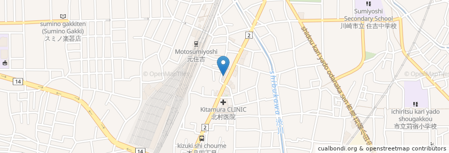 Mapa de ubicacion de 野方ラーメン en Giappone, Prefettura Di Kanagawa, 川崎市, 中原区.
