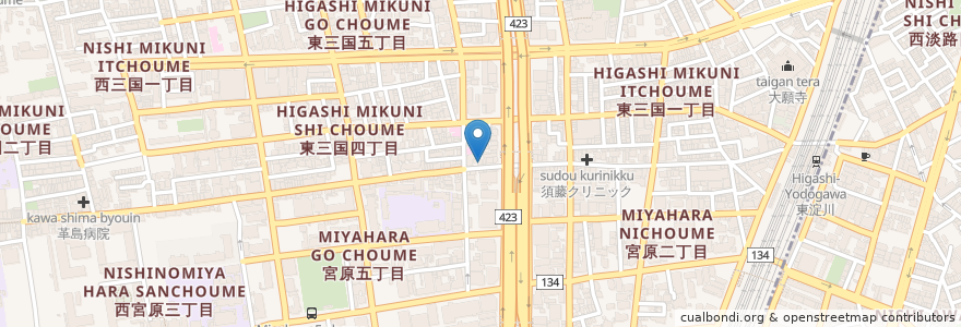 Mapa de ubicacion de 堀野医院 en Япония, Осака, 大阪市, 淀川区.
