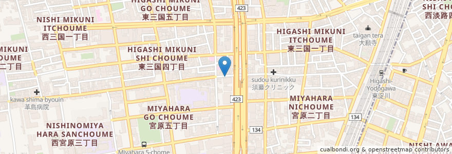 Mapa de ubicacion de きしうどん en Japan, 大阪府, Osaka, 淀川区.