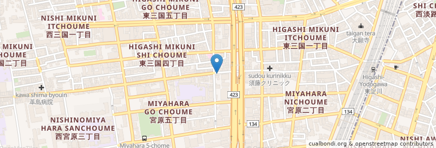 Mapa de ubicacion de 風の街 en Япония, Осака, 大阪市, 淀川区.