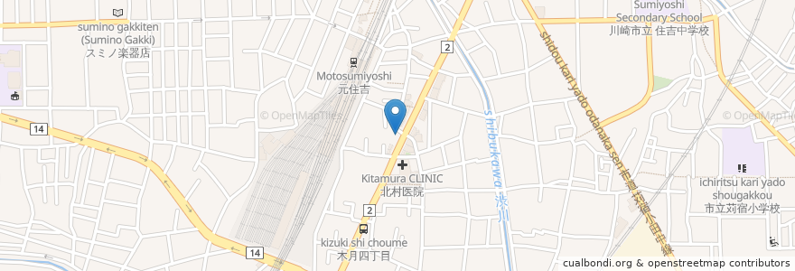 Mapa de ubicacion de オズ通り歯科医院 en Japan, Kanagawa Prefecture, Kawasaki, Nakahara Ward.
