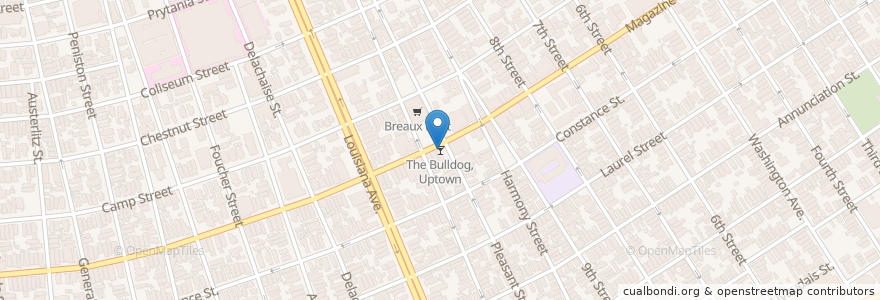 Mapa de ubicacion de The Bulldog, Uptown en Estados Unidos De América, Luisiana, Parroquía De Orleans, Nueva Orleans.