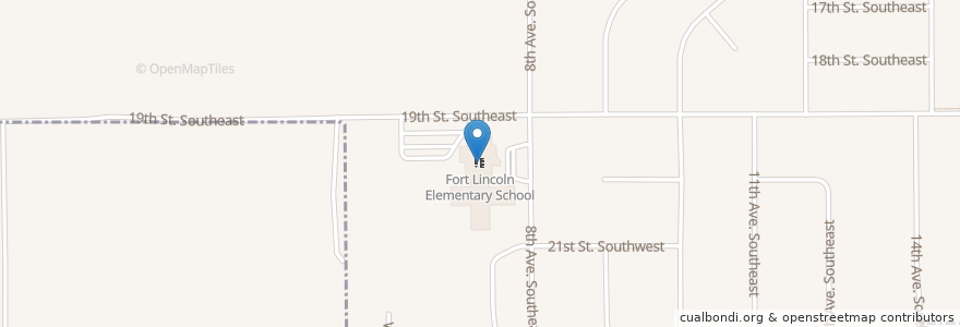 Mapa de ubicacion de Fort Lincoln Elementary School en United States, North Dakota, Morton County, Mandan.
