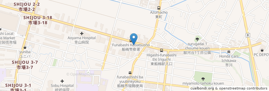 Mapa de ubicacion de ジェットどうぶつ病院 en 日本, 千葉県, 船橋市.