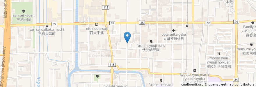 Mapa de ubicacion de 納屋町ワイン食堂 カガネル en Japonya, 京都府, 京都市, 伏見区.