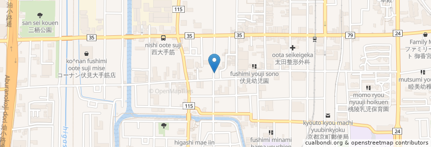 Mapa de ubicacion de 中華とワイン nao en Japão, 京都府, Quioto, 伏見区.