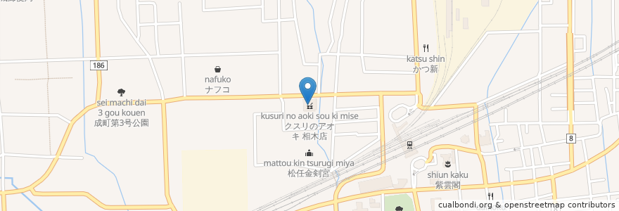 Mapa de ubicacion de クスリのアオキ 相木店 en Japan, Präfektur Ishikawa, 白山市.