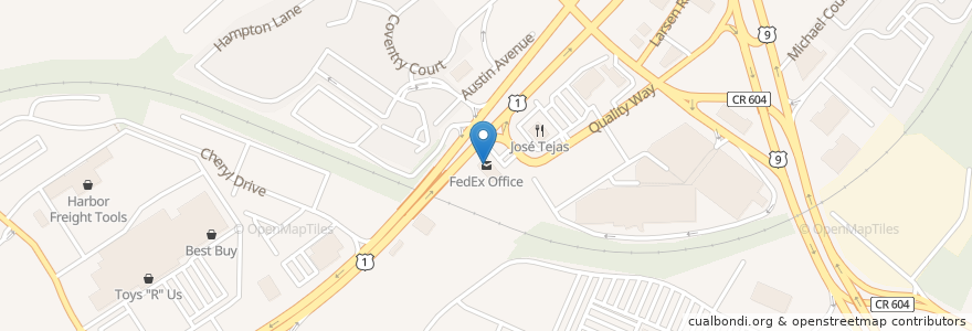 Mapa de ubicacion de FedEx Office en Amerika Birleşik Devletleri, New Jersey, Middlesex County, Woodbridge Township.