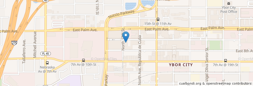 Mapa de ubicacion de Spaghetti Warehouse en アメリカ合衆国, フロリダ州, Hillsborough County, Tampa.