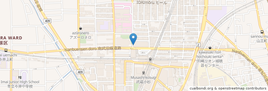 Mapa de ubicacion de 駐輪場C en 日本, 神奈川県, 川崎市, 中原区.