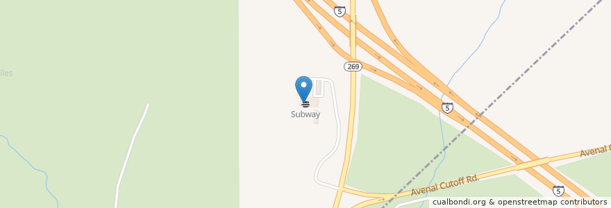 Mapa de ubicacion de Subway en アメリカ合衆国, カリフォルニア州, Fresno County.