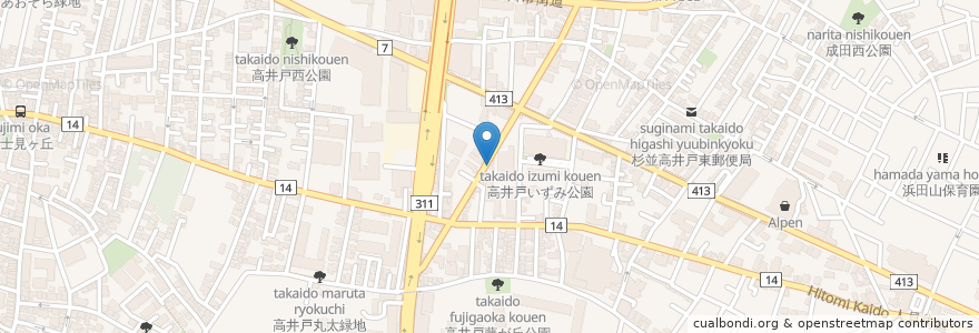 Mapa de ubicacion de まこと家 en Jepun, 東京都, 杉並区.