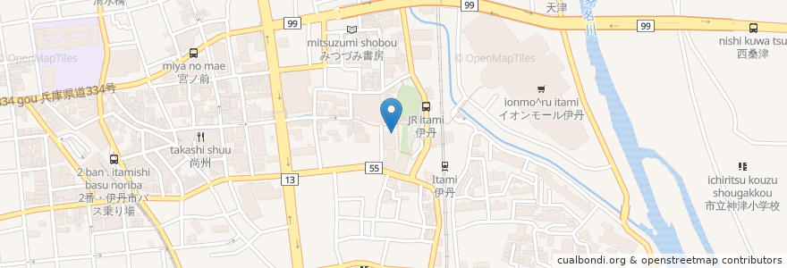 Mapa de ubicacion de アイホール en 일본, 효고현, 伊丹市.