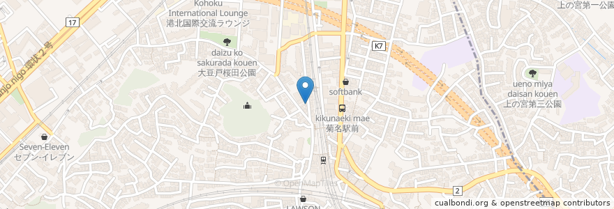 Mapa de ubicacion de トルシー en Japão, 神奈川県, 横浜市, 港北区.