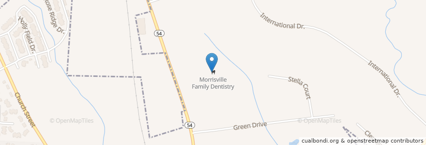 Mapa de ubicacion de Morrisville Family Dentistry en Estados Unidos Da América, Carolina Do Norte, Wake County, Morrisville.