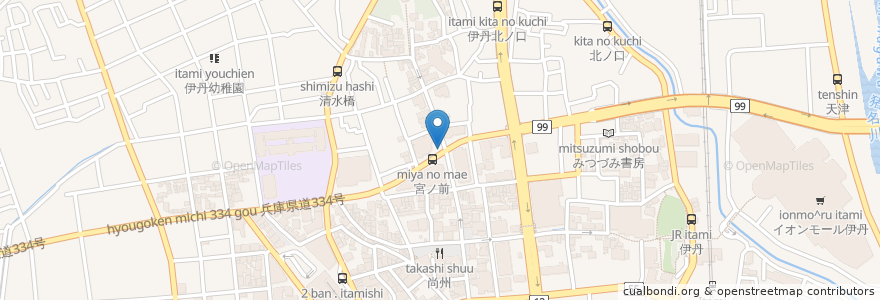 Mapa de ubicacion de 宮前地下駐車場トイレ en ژاپن, 兵庫県, 伊丹市.