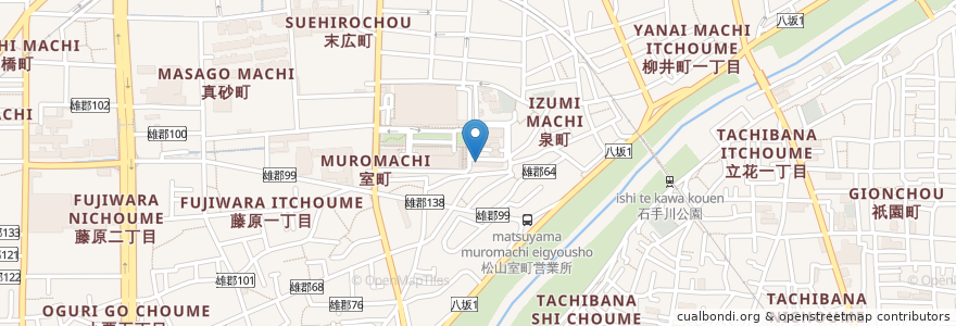 Mapa de ubicacion de 愛媛県立中央病院 院内保育所 en ژاپن, 愛媛県, 松山市.