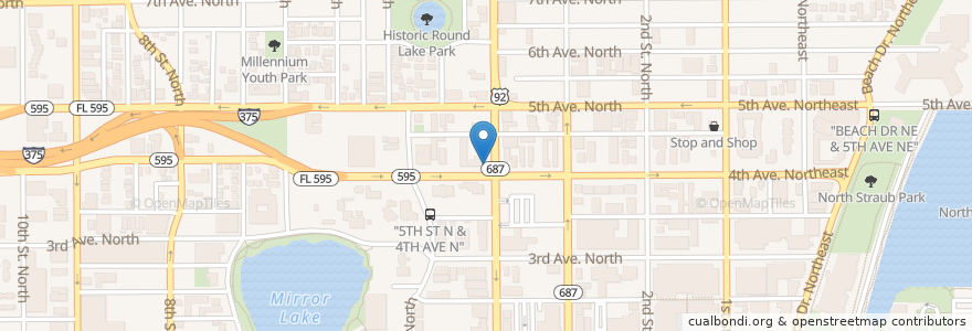 Mapa de ubicacion de Common Grounds en Соединённые Штаты Америки, Флорида, Pinellas County, St. Petersburg.