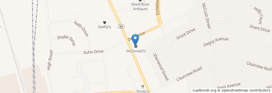 Mapa de ubicacion de McDonald's en Amerika Birleşik Devletleri, Pensilvanya, Hanover.