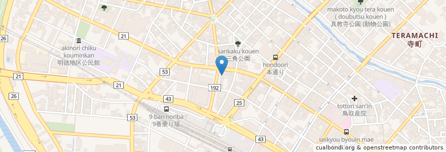 Mapa de ubicacion de 鳥取信用金庫 本店営業部 en Japan, Präfektur Tottori, 鳥取市.
