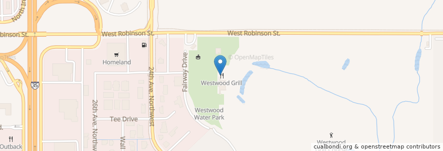 Mapa de ubicacion de Westwood Grill en United States, Oklahoma, Cleveland County, Norman.
