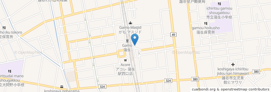 Mapa de ubicacion de 越谷警察署蒲生駅前交番 en Japon, Préfecture De Saitama, 越谷市.