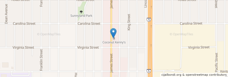 Mapa de ubicacion de Coconut Kenny's en États-Unis D'Amérique, Washington, Whatcom County, Bellingham.