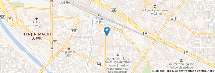 Mapa de ubicacion de 新聞ビル駐車場 en Japon, Préfecture De Tottori, 鳥取市.