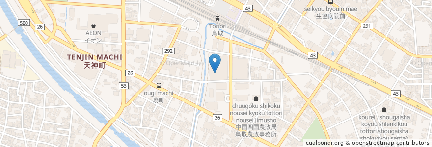 Mapa de ubicacion de 市役所駅南庁舎駐車場 en Japonya, 鳥取県, 鳥取市.