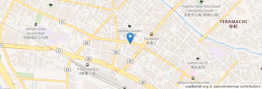 Mapa de ubicacion de 鳥取信用金庫民藝館通り出張所 en 日本, 鳥取県, 鳥取市.
