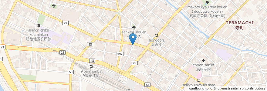 Mapa de ubicacion de ポスト en ژاپن, 鳥取県, 鳥取市.