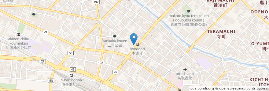 Mapa de ubicacion de 山陰合同銀行鳥取営業部 en Japão, 鳥取県, 鳥取市.