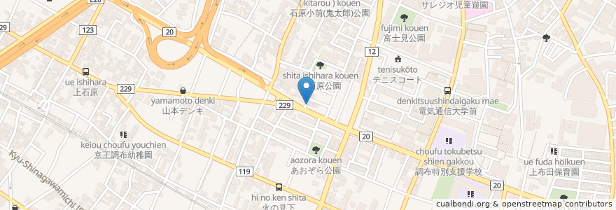 Mapa de ubicacion de サントリー en 日本, 东京都/東京都, 調布市.