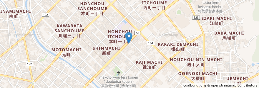 Mapa de ubicacion de ごうぎんキャッシュコーナー en Japan, Tottori Prefecture, Tottori.