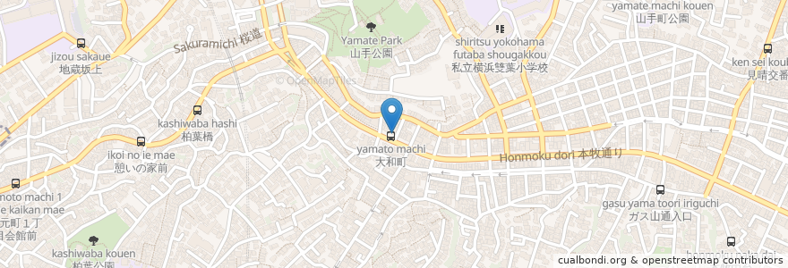 Mapa de ubicacion de 大村薬局 en 일본, 가나가와현, 요코하마시, 中区.