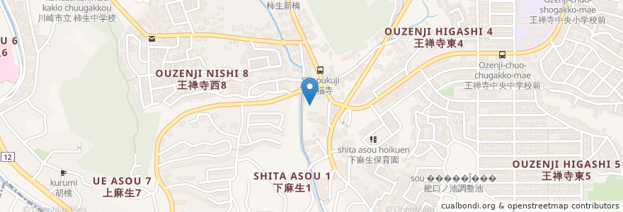 Mapa de ubicacion de ツルハドラッグ en 日本, 神奈川縣, 川崎市, 麻生区.