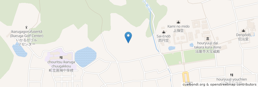 Mapa de ubicacion de 斑鳩町 en اليابان, 奈良県, 生駒郡, 斑鳩町.