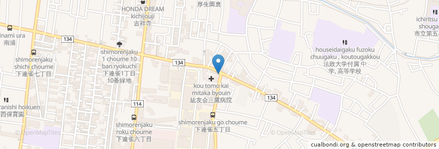 Mapa de ubicacion de ウェルシア薬局 en 日本, 東京都, 三鷹市.